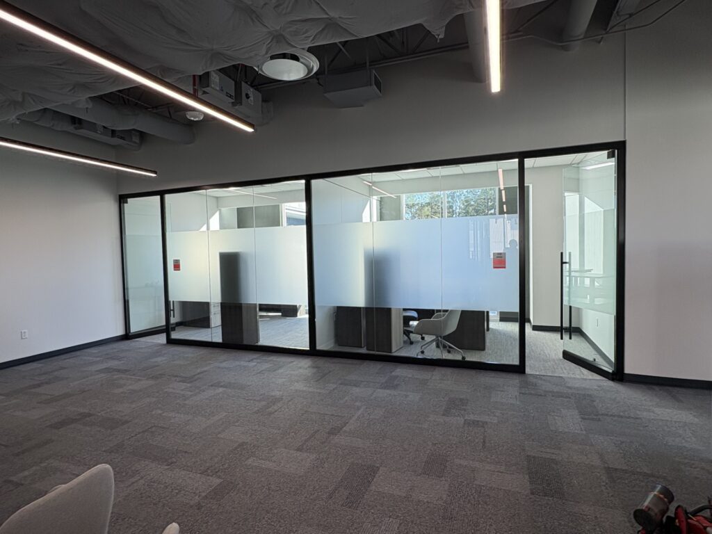 Privacy window film band in an office in Summerville, SC